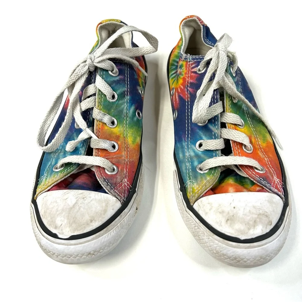 Converse Unisex Youth Kids Sneakers Size 2 Low Top Lace Up Tie Dye Yellow #1571